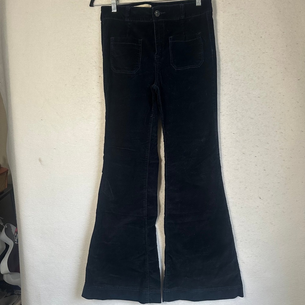 Pilcro and the Letterpress Superscript Corduroy Flare‎ Pants Navy Blue Size 12